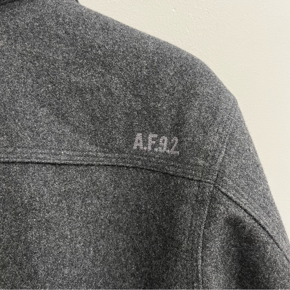 Abercrombie 90’s Y2K Mens Gray Wool Zip Front Bomber Coat Jacket Corduroy Cuffs - Picture 7 of 14